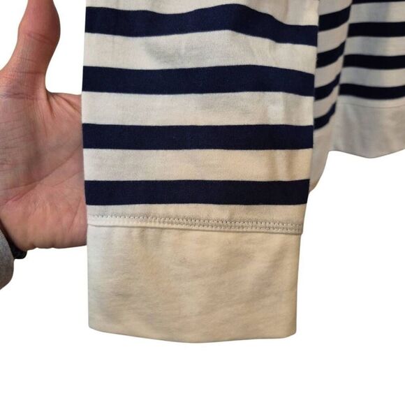 St. John's Bay Women's Navy & White Striped Cotton/Poly Lightweight Hoodie NEW - Picture 4 of 10